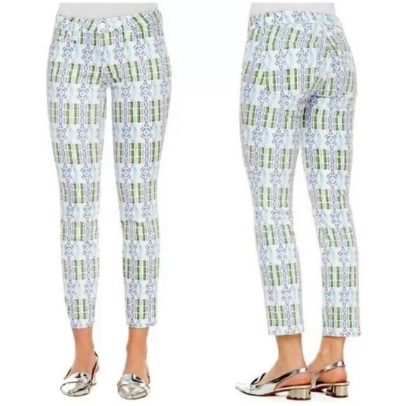 Tory Burch Denim - Tory Burch Geometric Tile Print Skinny Cotton Pants Size 26